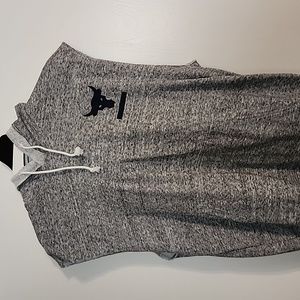 Project Rock  Under Armour  sleevless workout hoodie, Large, Grey and blue.